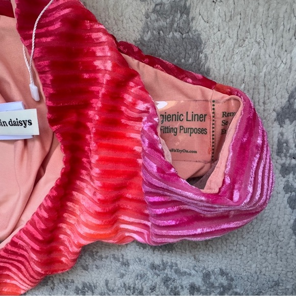 Dippin Daisys Pink Orange and Red Ombré Velour Bikini Bottom - Picture 2 of 6